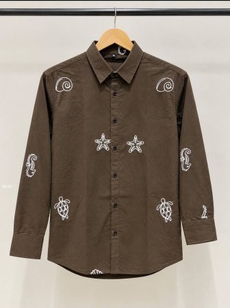 Brown Cotton Full Sleeve Mens Shirt