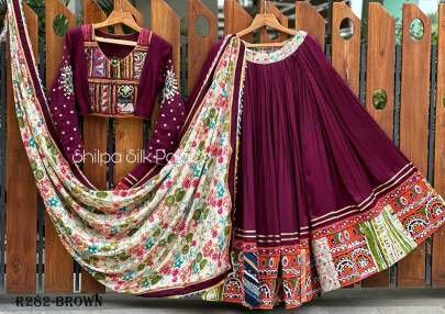 Brown Digital Printed Muslin Cotton Lehenga Choli