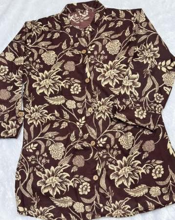 Brown Office Wear Floral Printed Rayon Top