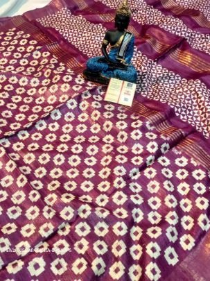Brown Screen Printed Original Tussar Ghicha Silk Saree 8
