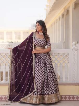 Brown Sequence Embroidered Lehenga Choli With 3 5 Meter Flair