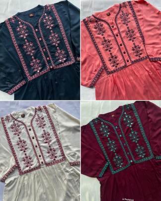Bubbly Heavy Rayon Embroidery Work Short Tops for Office and Regular Wear