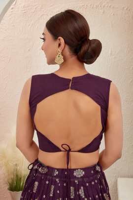 Burgundy Embroidered Readymade Lehenga Choli