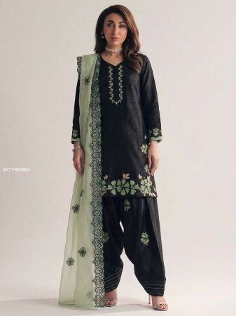 Buy Designer Kurta Set with Heavy Embroidery And Silk Dupatta Online