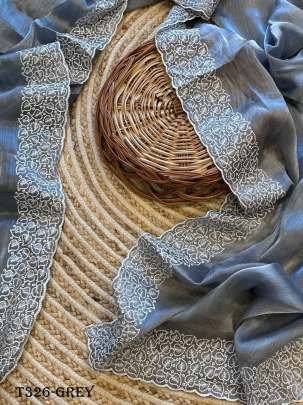 Buy Latest Grey Chiffon Organza Silk Saree