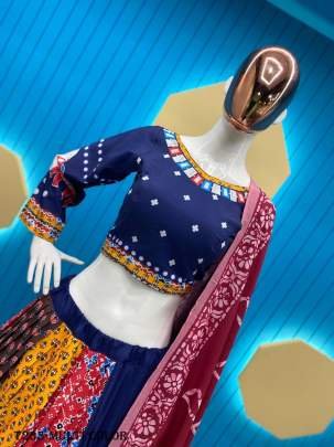 Buy Multi Color Santoon Lehenga Choli With Kadi Lace Work