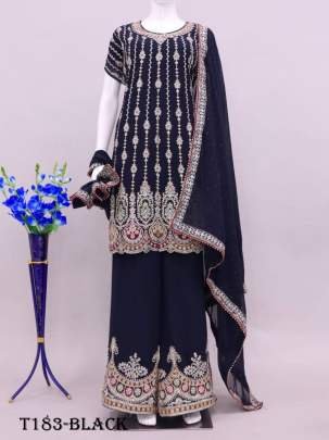 Buy New Fancy Black Georgatte Sharara Suit
