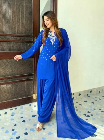 Buy New Royal Blue Bead Work Frasi Suit At Fab Funda