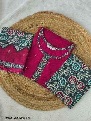 Buy Magenta Pure Cotton Ready Made Dress