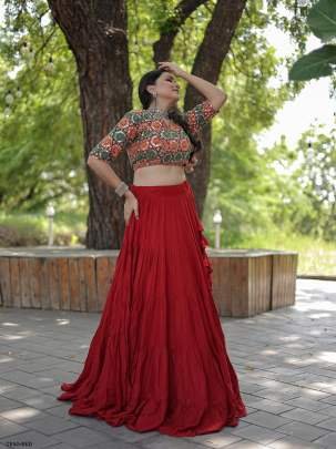 Buy Online Site Red Rayon Readymade Lehenga Choli