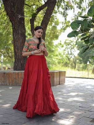 Buy Online Site Red Rayon Readymade Lehenga Choli
