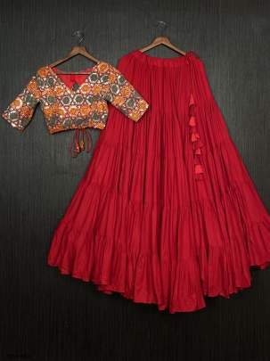 Buy Online Site Red Rayon Readymade Lehenga Choli