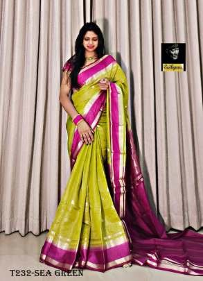Buy Sea Green Soft Viscose Kovaipattu Saree With Zari Weaving