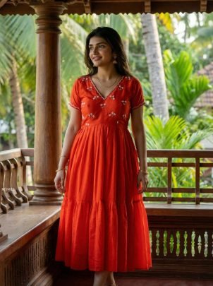 Buy this Red South Indian One Piece Gown 