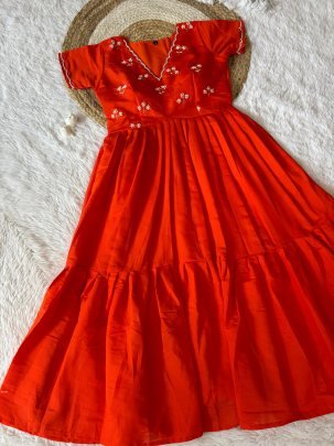Buy this Red South Indian One Piece Gown