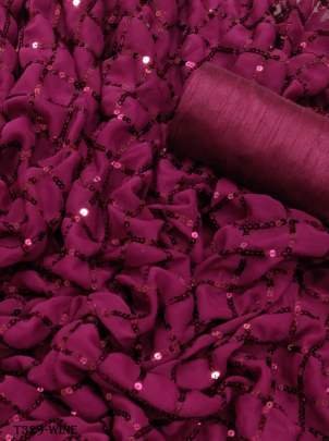 Buy Wine  Georgette Sequence Embroidery Work Saree