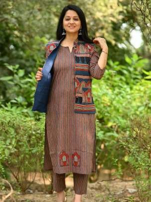 Casual Printed Pure Cotton Kurtis With Printed Koti