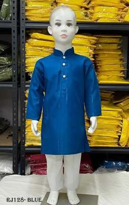Celebration Silver Line Blue Kids Kurta Pajama