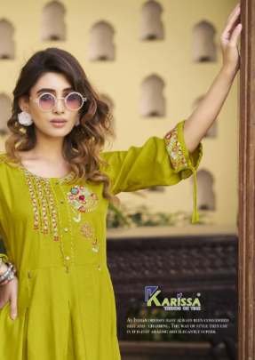 Celina Vol 2 Hand Work Viscose Rayon Kurtis Set By Karissa