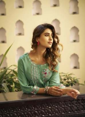 Celina Vol 2 Hand Work Viscose Rayon Kurtis Set By Karissa
