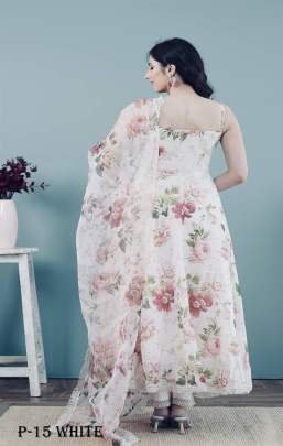 Ceramic Floral White Flower Printed Kurti With Dupatta