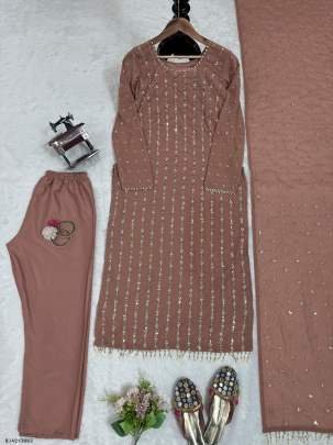 Chiku Designer Foux Georgette Suits With Rivet Moti Work or Thread Work