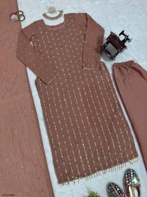 Chiku Designer Foux Georgette Suits With Rivet Moti Work or Thread Work
