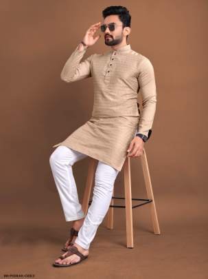 Chiku Poshak Soft Jacquard Buti Men Kurta With Pajama