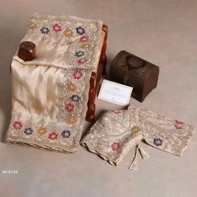Chinnon Silk With Multi Thread Embroidery saree with Sequence  Blouse
