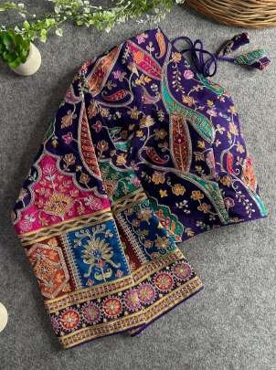 Chinon Position Printed Purple Crepe Padded Blouse