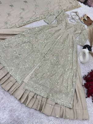 Chinon Silk Embroidery Sequence Work Lehenga Choli Dupatta