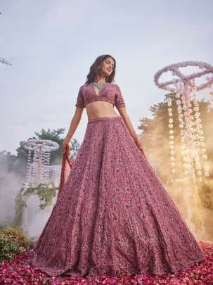 Chinon Silk Heavy Thread Embroidery With Sequins Work Lehenga Choli