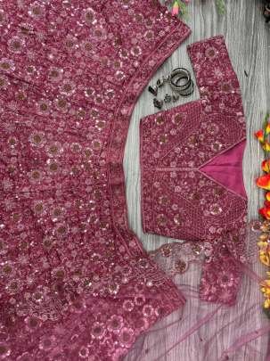 Chinon Silk Heavy Thread Embroidery With Sequins Work Lehenga Choli