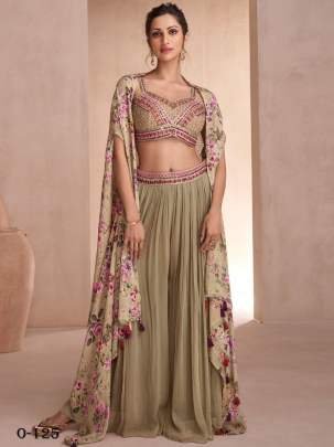 Chinon Silk Olive Palazzo Set By Simayaa Sayuri Designer