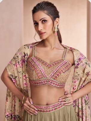 Chinon Silk Olive Palazzo Set By Simayaa Sayuri Designer