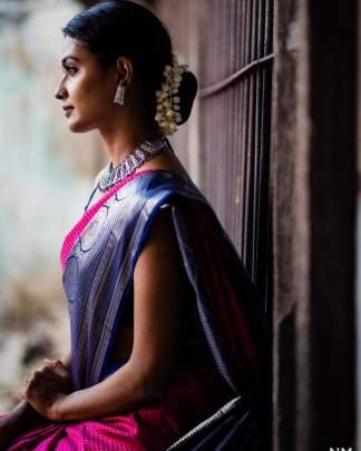 Fancy Soft Lichi Silk Pink Saree With Jacquard Border