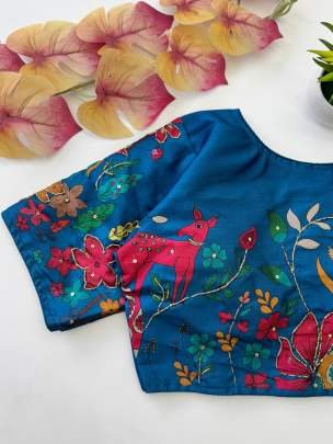 Classic Sky Blue Colour Printed Blouse
