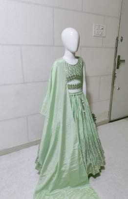 Classical And Festival Wear Chinon Silk Kid Lehenga