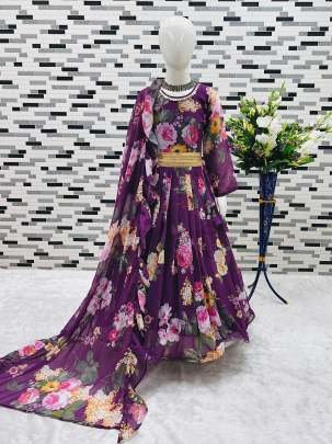Classical Ready to wear Georgette Kid Gown With Dupatta