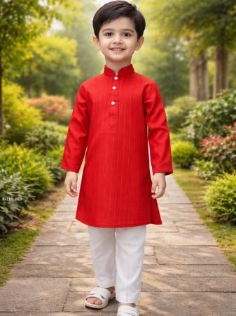 Classy Boys Red Kurta With Pajama Set