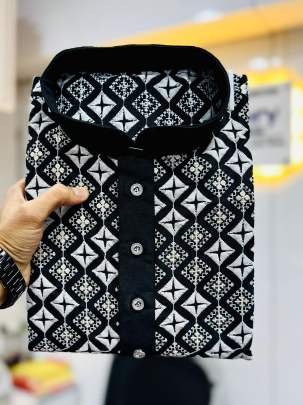 Cocktail Party Wear Black Colour Kurta With Pajama