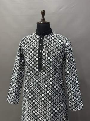 Cocktail Party Wear Black Colour Kurta With Pajama