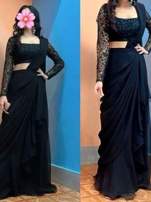 Cocktail Party Wear  Black Lehenga Saree