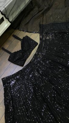 Cocktail Wear Hot Black Sequence Lehenga Choli