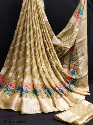 Coffe Pure Moss Georgette Sarees