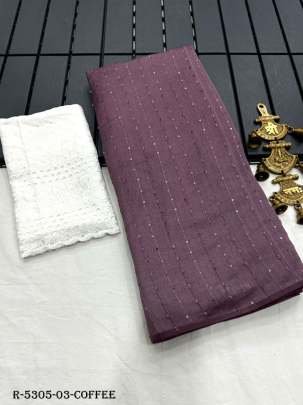 Coffee Sequence Work Kora Organza Georgette Saree