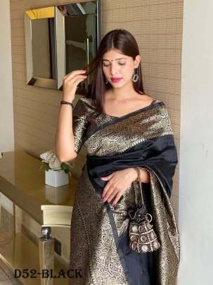 Comfortable Banarasi Silk Black Saree for Weddings