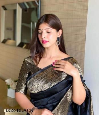 Comfortable Banarasi Silk Black Saree for Weddings