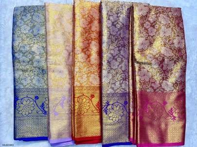 Contrast Gold Zari Rich  Pallu kanjivaram silk saree