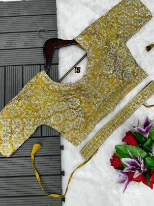 Cording Embroidery Saree with Matching Blouse And Belt